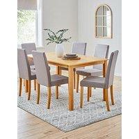 Very Home Primo 150 Cm Dining Table + 6 Fabric Chairs - Wood/Grey