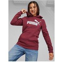 Puma Girls Essentials Fleece Logo Hoodie - Dark Red