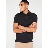 Gant Shield Short Sleeve Pique Polo Top - Black
