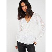 V By Very Jacquard Ls Blouse - White