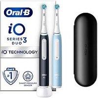 Oral-B Io3 Matt Black & Ice Blue Electric Toothbrush Duo Pack