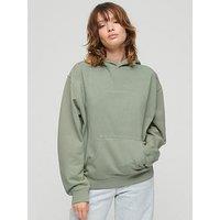 Superdry Micro Logo Embroidered Boxy Hoodie - Green
