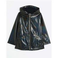 River Island Girls Glitter Hooded Raincoat - Black