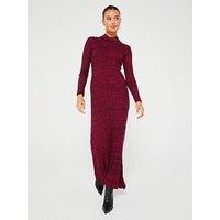 V By Very Knitted Ribbed Midaxi Dress - Dark Red