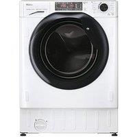 Haier Series 4 Hwq90B416Fwb-Uk Integrated 9Kg Load, 1600 Spin Washing Machine, A Rated - White With Black Door - Washing Machine With Installation