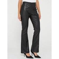 Only Idina High Waist Faux Leather Flare Pant - Black