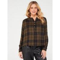 Superdry Long Sleeve Check Blouse - Grey