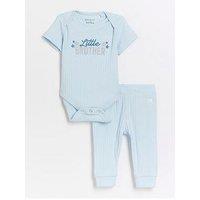 River Island Mini Baby Boys Embroidered All In One Set - Blue