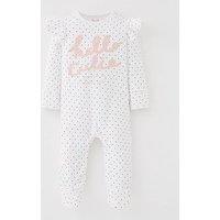 Mini V By Very Baby Girl Little Cutie Sleepsuit - White