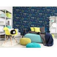 Holden Decor Gamer Wallpaper - Navy/Neon Yellow