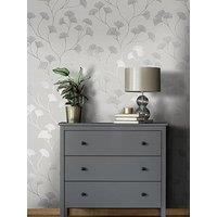 Holden Decor Glistening Ginkgo Wallpaper - Grey Silver