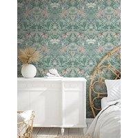 Holden Decor Vintage Floral Wallpaper - Soft Teal