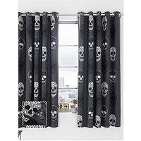 Catherine Lansfield Halloween Skulls Reversible Eyelet Curtains