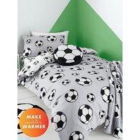 Catherine Lansfield Football Soft Cosy Fleece Grey Duvet Cover Set