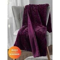 Catherine Lansfield Cosy Diamond Soft Throw - Plum