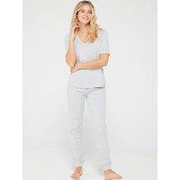 Everyday Mid Sleeve V Neck Top And Jogger Pj Set