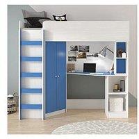 Very Home Miami Fresh High Sleeper With Mattress Options (Buy And Save!) - Blue - Bedframe + Standard Mattress