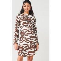 V By Very Ls Flute Sleeve Cut About Wiggle Print Mini Dress