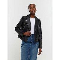 River Island Pu Biker Jacket - Black