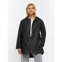 River Island Hooded Rain Mac - Black