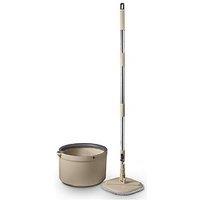 Tower Cavaletto Duo Compact Spin Mop, Built-In Turbine, 2 Internal Containers, Latte & Grey, T869009Msh