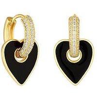 Jon Richard Gold Plated Cubic Zirconia And Jet Enamel Heart Earrings