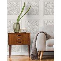 Fine Decor Carved Panel Wallpaper - Grey