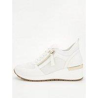 V By Very Lace Up Wedge Trainer - White