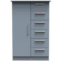 Swift Logan Ready Assembled 1 Door 5 Drawer Wardrobe - Blue