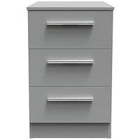 Swift Logan Ready Assembled 3 Drawer Bedside - Grey