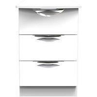 Swift Alva Ready Assembled 3 Drawer Gloss Bedside Chest - White