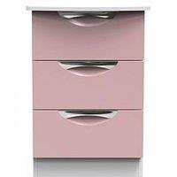 Swift Alva Ready Assembled 3 Drawer Gloss Bedside Chest - Pink