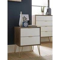 Swift Andie Ready Assembled 2 Drawer Bedside Cabinet - White/Oak