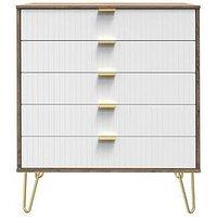 Swift Andie Ready Assembled 5 Drawer Chest - White/Oak