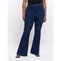 River Island Womens Flared Jeans Plus Blue High Waist Trousers Pants Bottoms