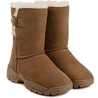 Just Sheepskin Berkshire Ladies Mid-Calf Length Sheepskin Boots With Chunky Sole - Brown