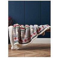 Very Home Christmas Stag Stripe Throw - Red