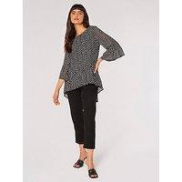 Apricot Plisse Dot Bell Sleeve Top