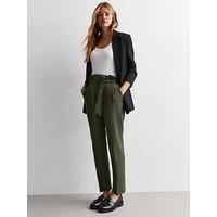 New Look Khaki High Waist Paperbag Trousers