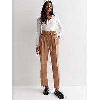 New Look Camel High Waist Paperbag Trousers