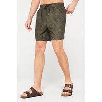 Very Man All Over Print Palm Printed Swim Short - Khaki