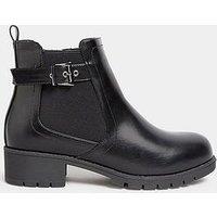 Yours Wide Fit Buckle Ankle Boot Black