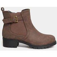 Yours Wide Fit Buckle Ankle Boot Brown
