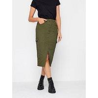 Long Tall Sally Khaki Utility Midi Skirt