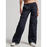 Superdry Low Rise Wide Leg Cargo Pants - Navy