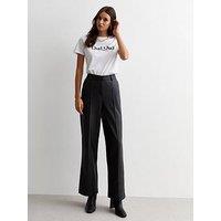 New Look Black Leather-Look Wide Leg Trousers