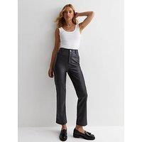 New Look Black Leather-Look Western Trousers