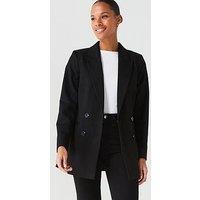 V By Very Structured Double Breasted Blazer - Black