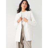 V By Very Structured Double Breasted Blazer - White