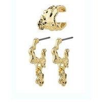 Pilgrim Rhythm Hoop And Cuff Earrings Gold-Plated